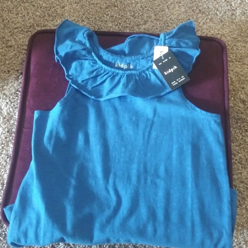 Blue kidpik tank with ruffled straps size 10/m
